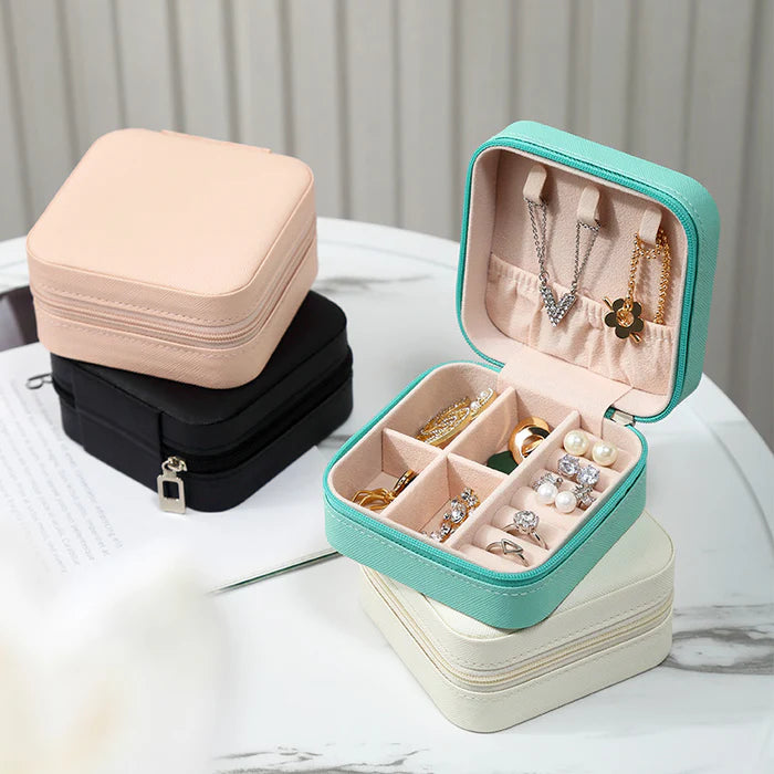 Premium Black Travel Jewelry Organizer - Compact Storage for Rings, Earrings & Necklaces