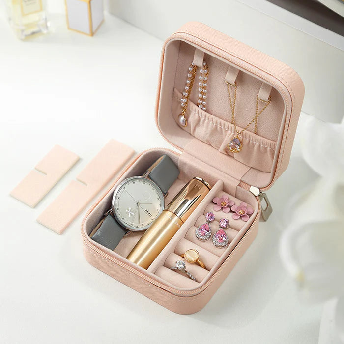 Premium Black Travel Jewelry Organizer - Compact Storage for Rings, Earrings & Necklaces